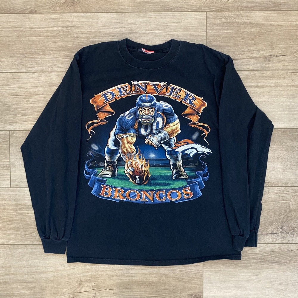 Vintage Y2K Denver Broncos Long‎ Sleeve Graphic Shirt Adult Size Large 2000s VTG